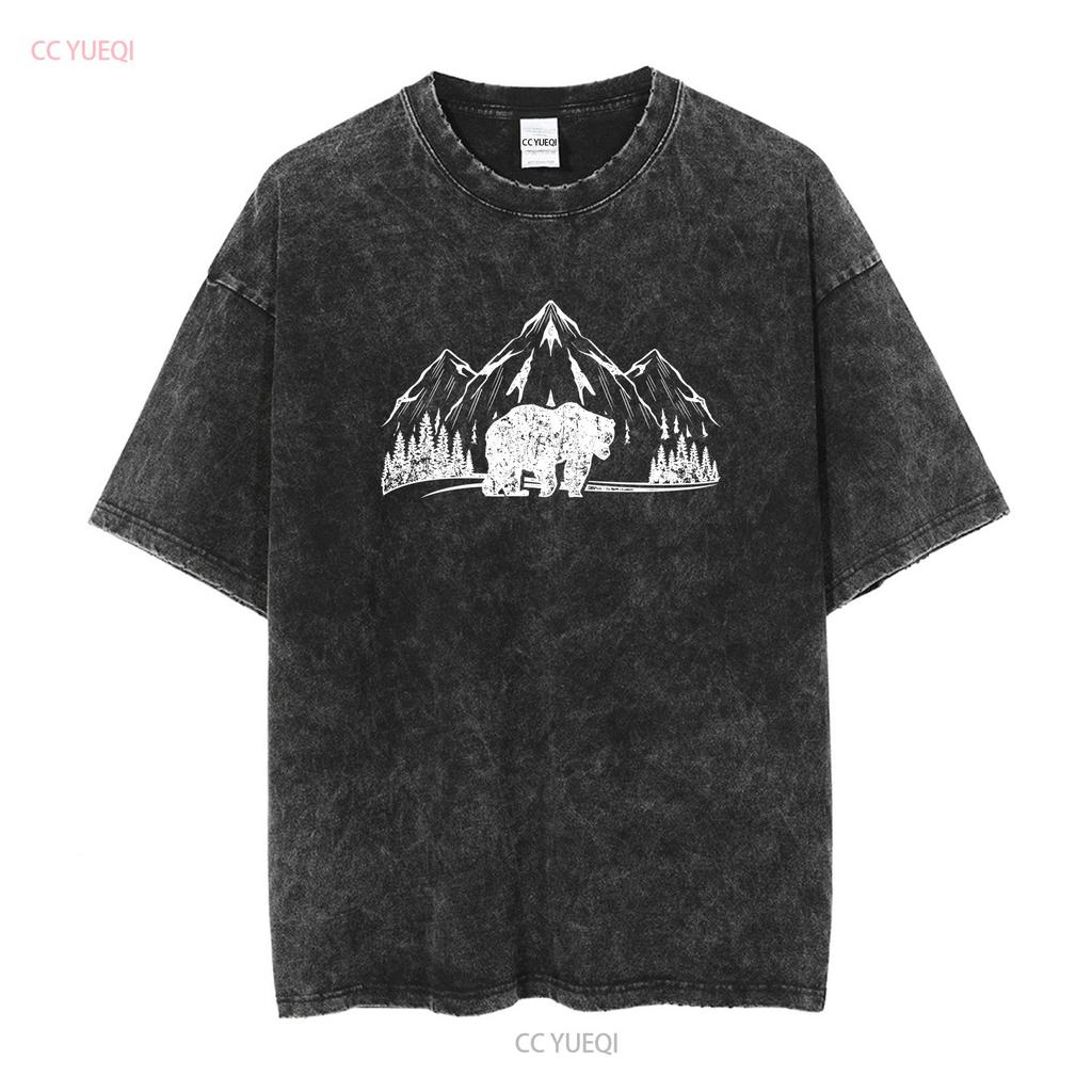 Outdoor Mountain Nature Trees Wildlife Forest Animal Bear T Shirt long or short sleeves vintage Washed Unisex Comfortable Soft