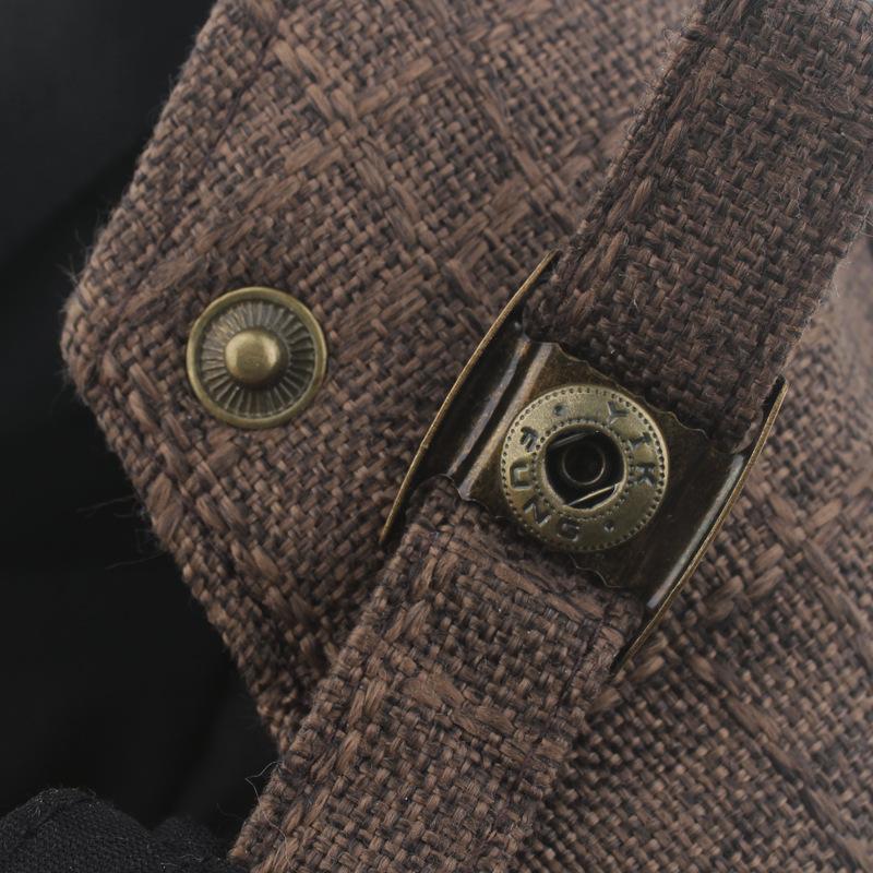 2020 cotton linen beret for men, vintage duckbill cap, artsy young adult forward cap, middle-aged and elderly hat