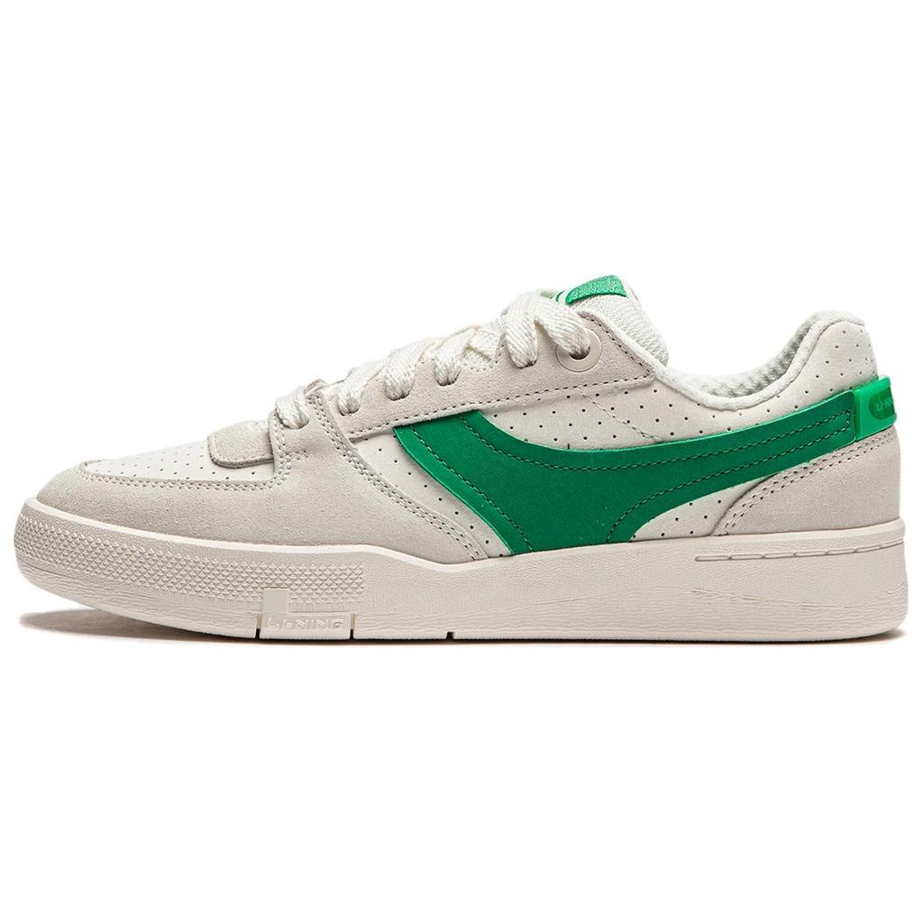Li Ning Zhengrong 92S Slip Resistant Cushioning Abrasion Resistant Low top Skateboard Shoes Women's White Green AEPU024-3