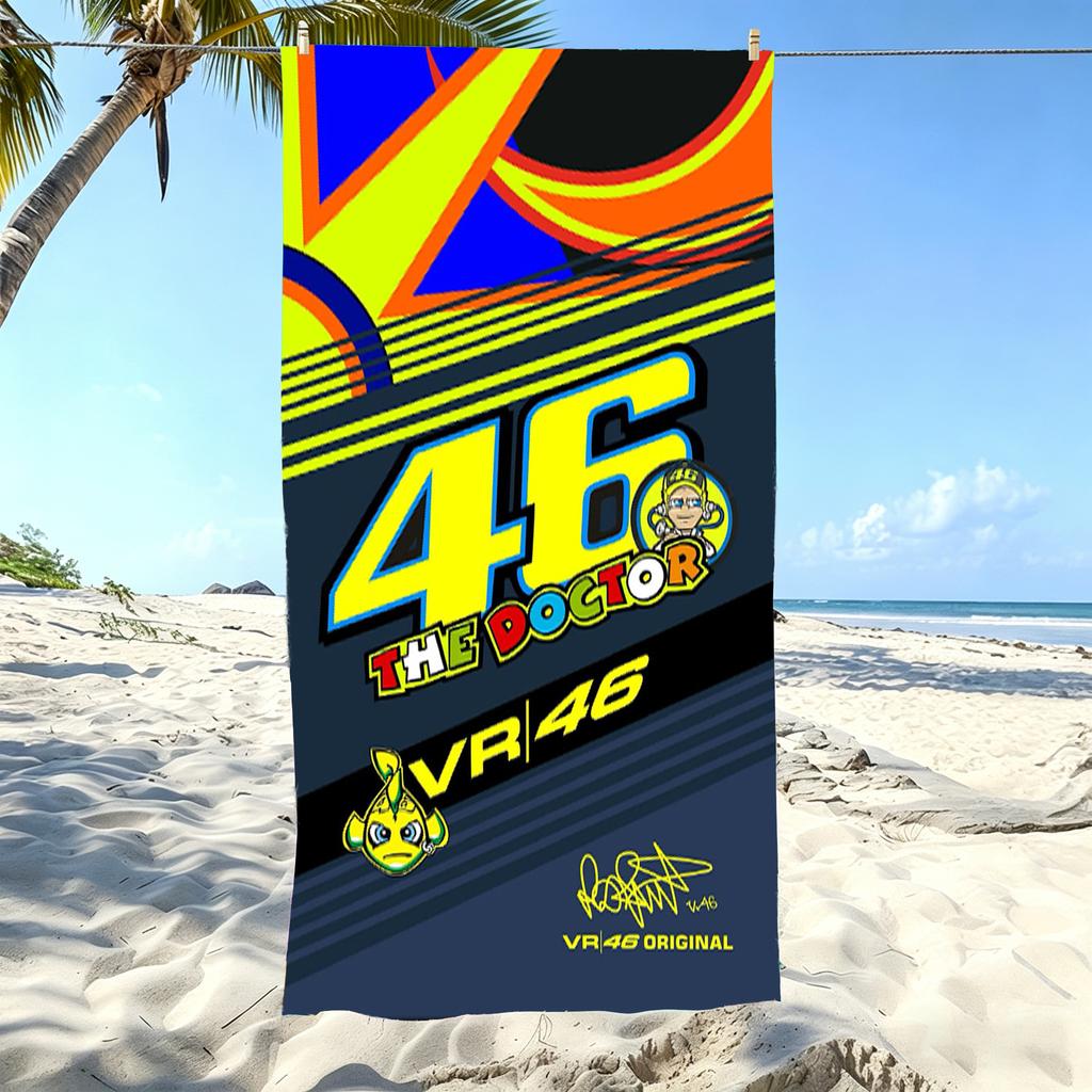 1pc MotoGP Logo Beach Towel Microfiber V-Valentino R-Rossi VR46 #46 Soft Quick Dry Bath Towel for Fans Swimming Outdoor