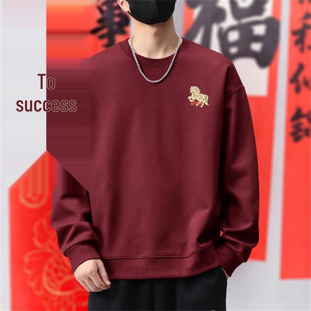 Schweres Herren-Sweatshirt mit Rundhalsausschnitt – Trendiger Pullover im Hongkong-Stil für Frühling und Herbst.