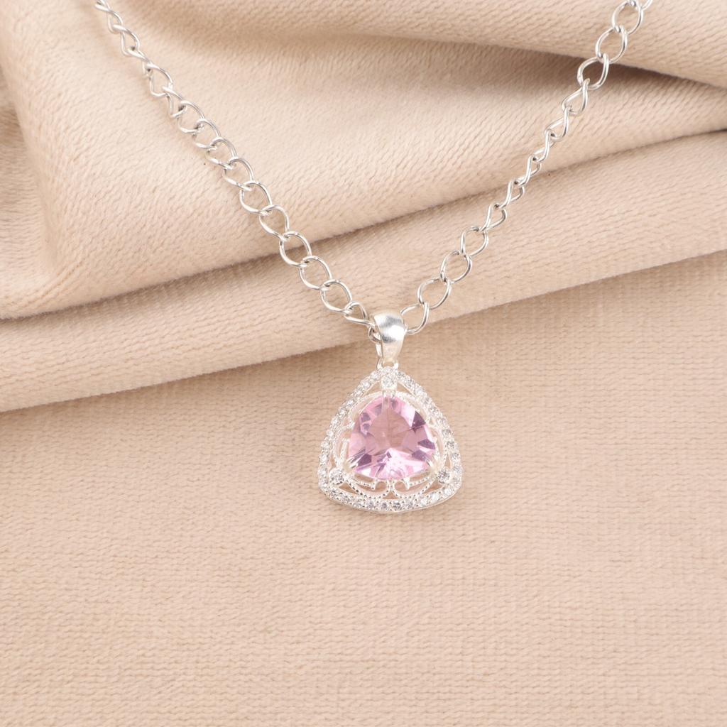 Kamień Morganit Srebro Próby 925 Biżuteria Cyrkonia Zawieszka 0,99" Prezent Dla Żony CZP-8-4
