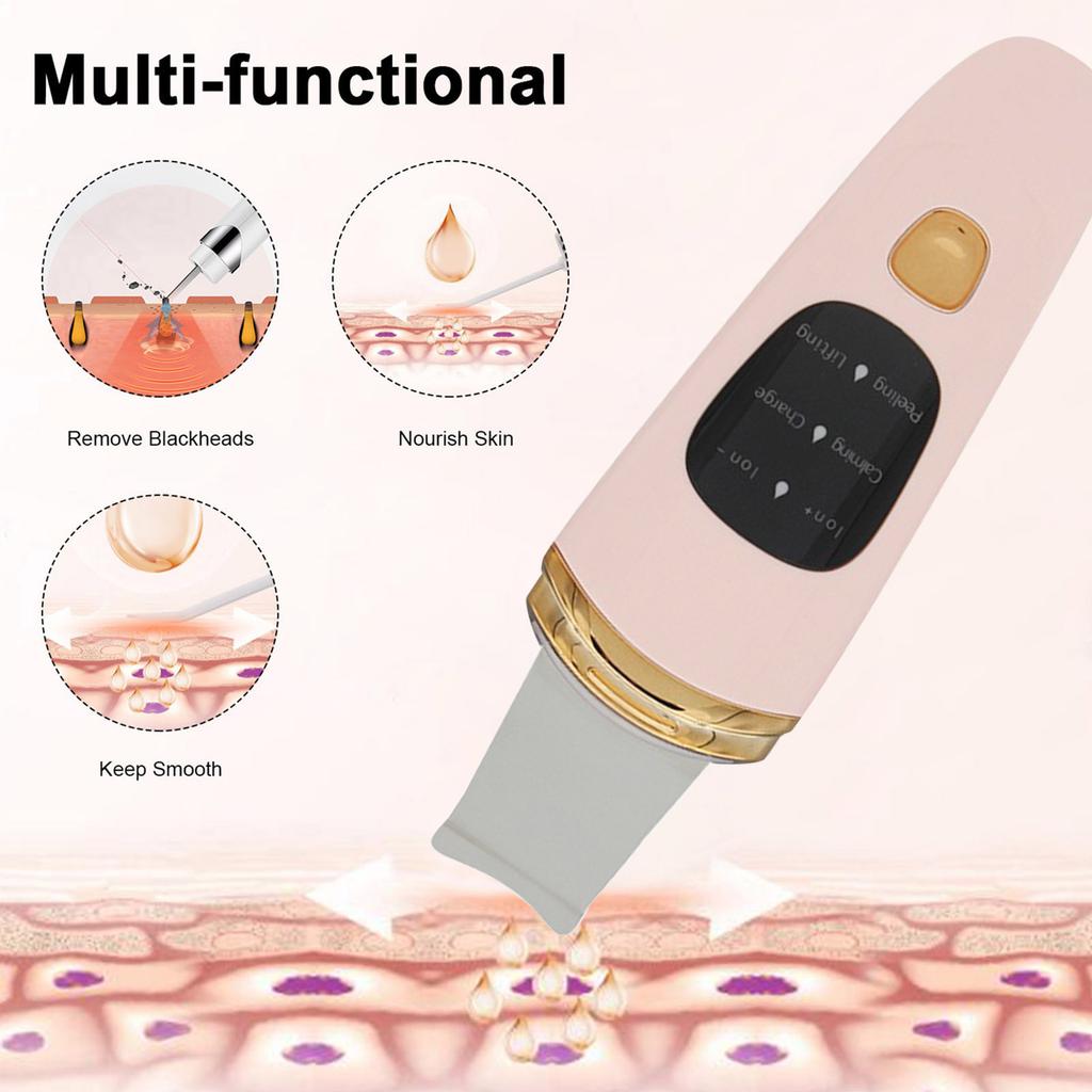 Portable Face Scraper, Blackhead Remover, Skin Spatula, Wireless 4 in 1 Multi Function Facial Lifting,   Cleaning, Nutrient Import, Blackhead Extra
