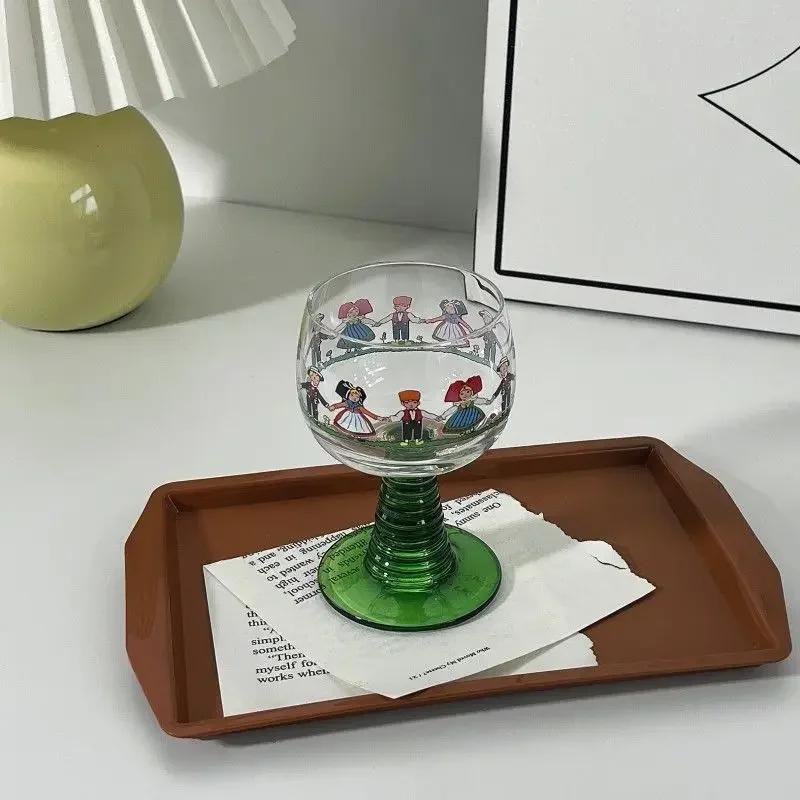 

1/2pcs Christmas Tree Alsace Style Red Wine Cup Household Sweet Wine Crystal Glass Gift Box Set with Two Champagne Glasses 220ml