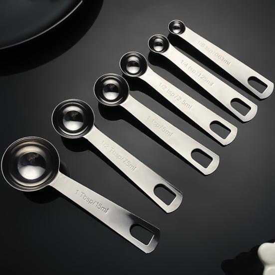 Stainless Steel Measuring Spoon Set with Scale Accurate Dosage Measuring Spoon Dishwasher Safe Kitchen Gadget for Coffee Milk Powder Spices