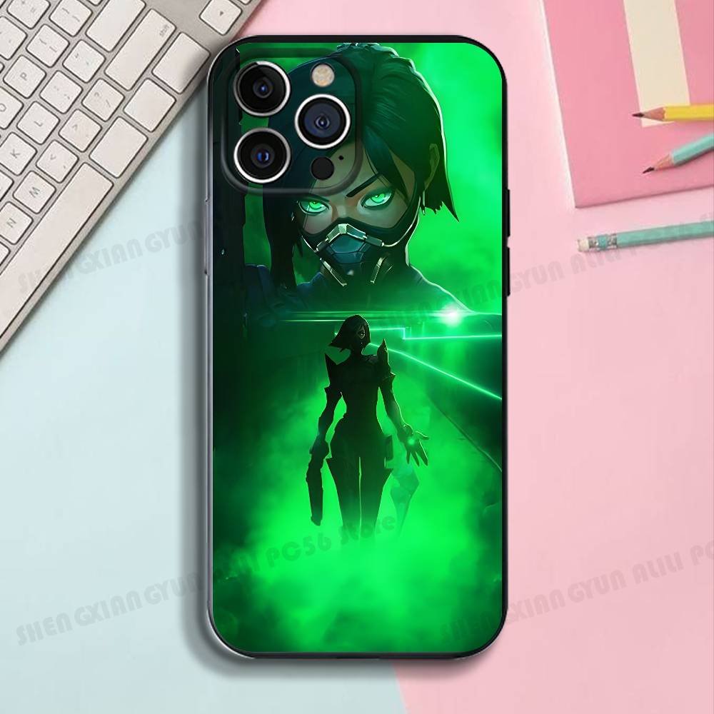 Game V-Valorant Black Phone Case For IPhone 17 16 15 14 13 12 13 12 11 Pro Max Plus XS XR Silicone Soft Back Cover