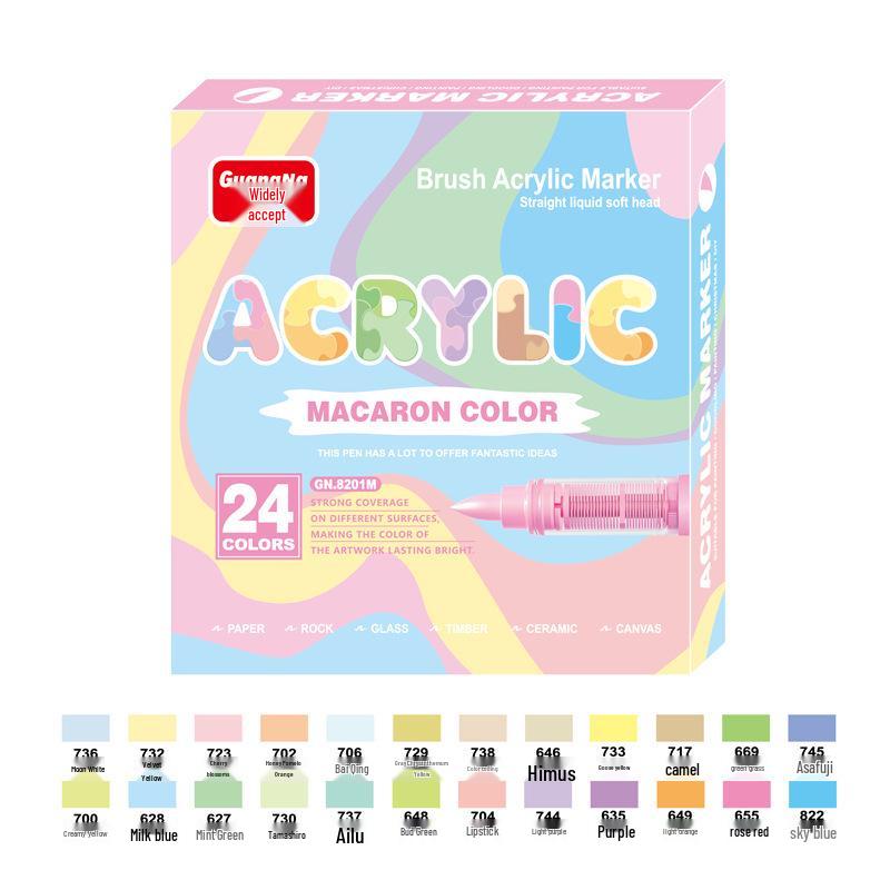 Guangna 8101 Liquid Acrylic Marker Pen Set - 168 Colors, 72 Soft Tips for Student Art, DIY, Hand Painting, and Graffiti.