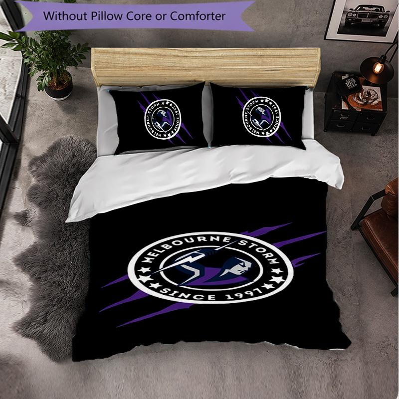 Melbourne Storm Pattern Microfiber 3Pcs Bedding Set Decor Duvet Cover Set For Bedroom Home Use