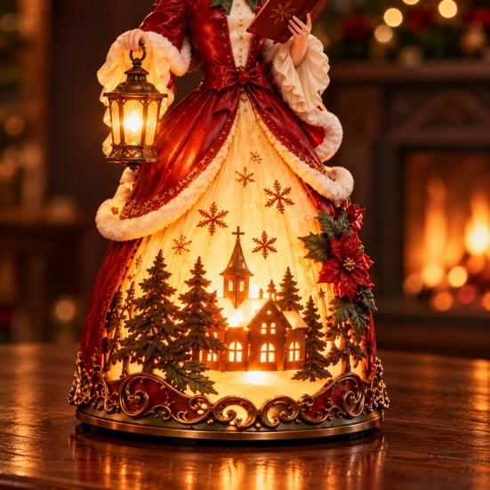 Birthday Present for Friends Christmas Carol Girl Desk Lamp, Resin Victorian Statue Night Light, European Style LED Hand Painted Figurine Gift