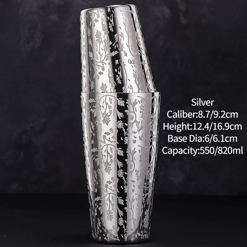 Bar Cocktail Shaker Boston Shaker Stainless Steel Engraving Shaker Bar Accessory Bartender Tools For Home And Bar