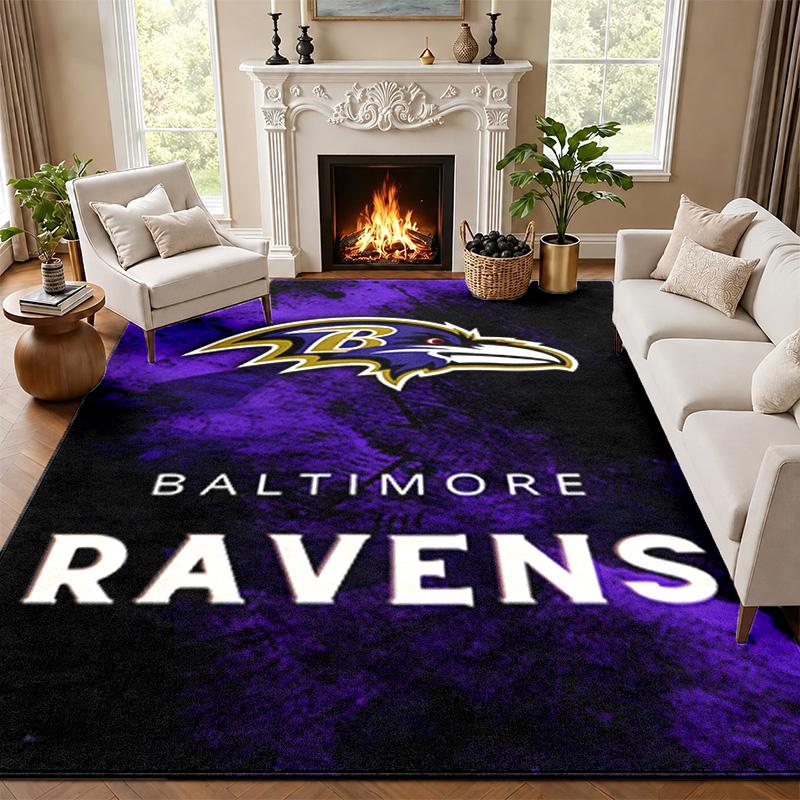 Baltimore Ravens Carpet Door Mat for Living Room or Bedroom Protective Mat Under Chair Office Decoration Christmas Gift Birthday Present