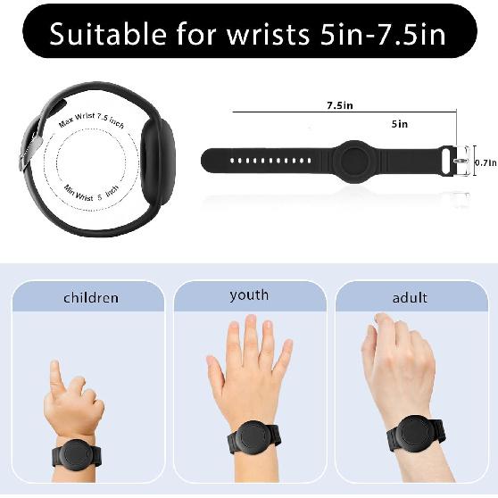 for AirTag Bracelet for Kids, Waterproof Cute Print for Air tag Holder for Kids with Soft Silicone Full Coverage Anti-Lost Hidden for Airtag