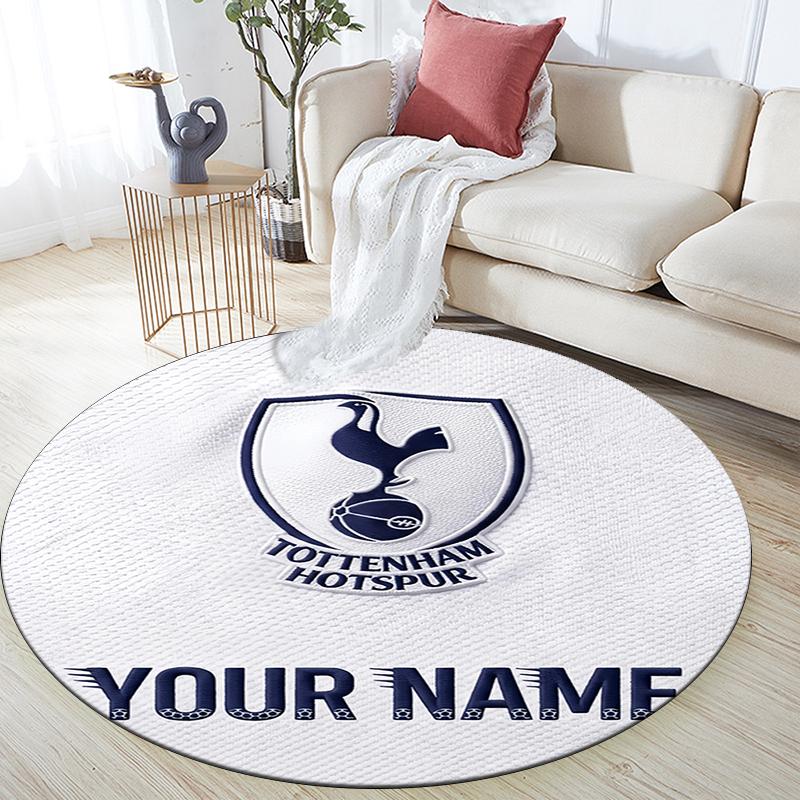 Custom Name,Tottenham Hotspur pattern round rug,Carpet Rug for Living Room Bedroom Playroom ,Non-slip Floor Mat,Holiday Gifts and Birthday Gifts.