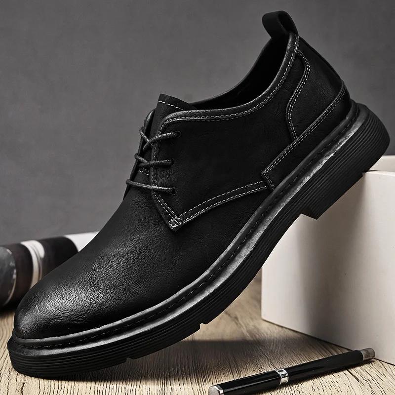High Quality Leather Shoes Casual Business Shoes for Men Designer Shoes Men Motorcycle Boots Anti Slip Hiking Platform Sneakers