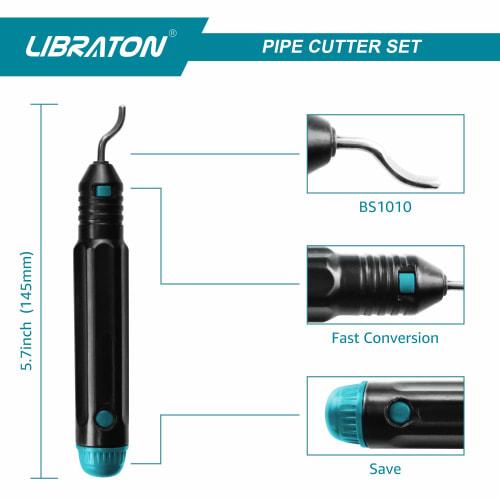 LIBRATON Pipe Cutter, Cutting Capacity 5-50mm, Erector Pipe Cutter with HSS Deburring Bar, Compatible with Copper Pipe, Aluminum Pipe, Thin-Walled Sta