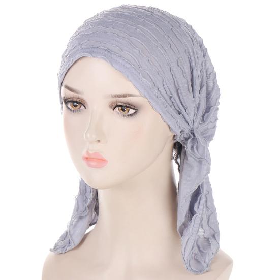 Solid Color Ruffle Slouchy Hat Soft Women Elastic Hair Bonnet Night Sleeping Cap Braids Long Curly Hair Wrap Skull Cap