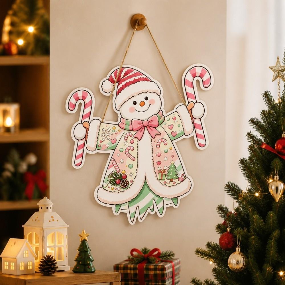 Rustic Style Christmas Hanging Ornaments 2D Flat Design Snowman Door Decoration  Home Wall