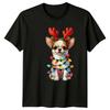 Chihuahua Dog Christmas Holiday Unisexs Unisexs Graphic Tee Reindeer Antlers Lights