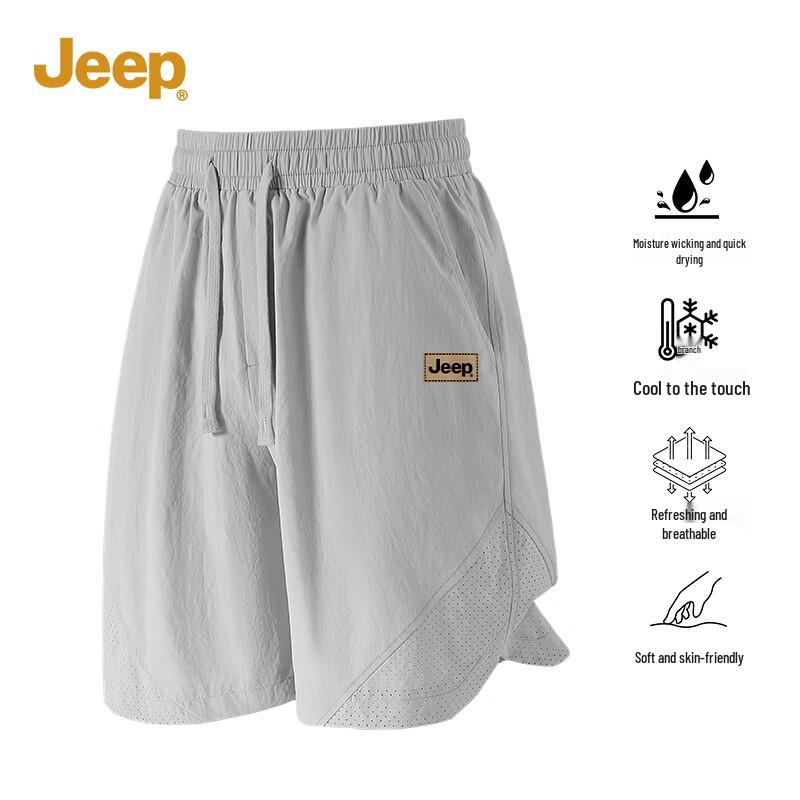 

JEEP Men s Washed Cotton Perforated Summer Shorts M