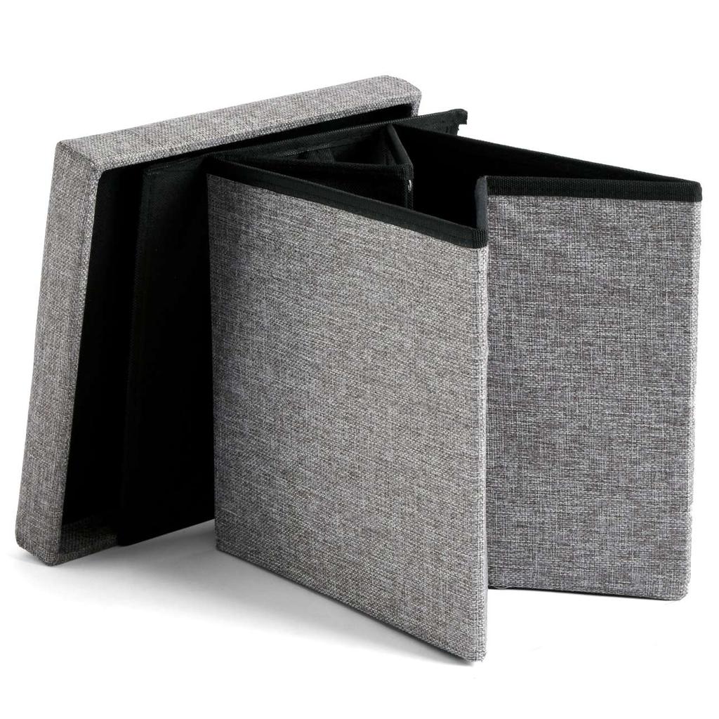 Folding fabric pouf DIEGO gray size L