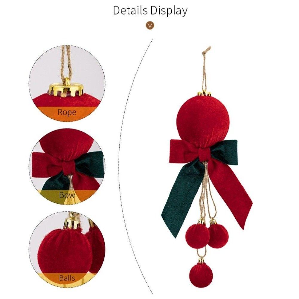 Pendant Christmas Bowknot Ball Pendant Velvet Bow Xmas Ornaments Christmas Hanging Festival Party