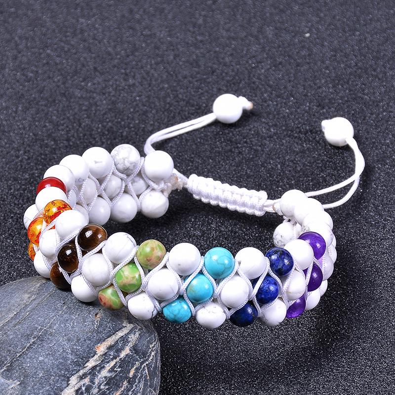 JYL TS Bracelet Multi-Layer Wrapped  Heart Design Romantic Boosts Love & Joy 6MM white turquoise бобровый