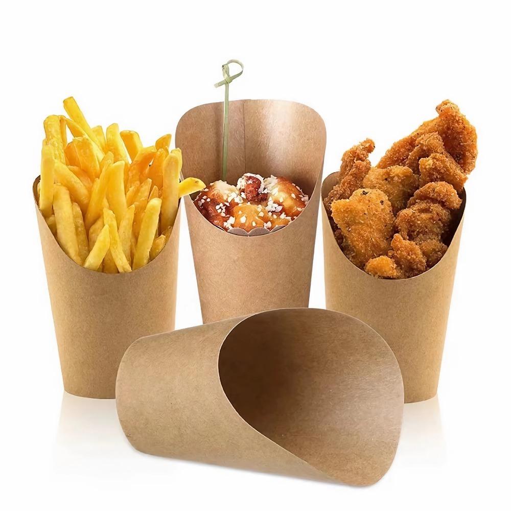 25pcs 14/16oz French Fries Holder Kraft Paper Potato Chips Box New French Fry Cup  Party Supplies