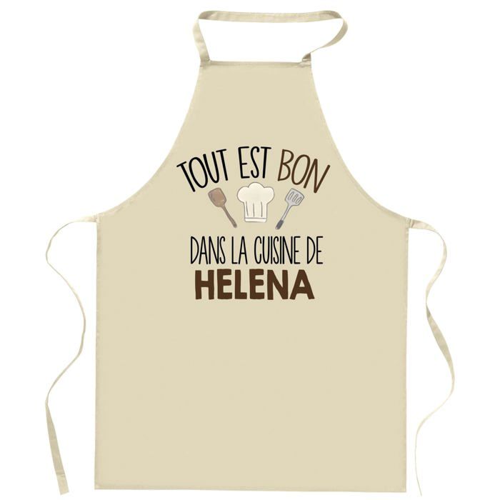 Planetee Tablier Tout est bon dans la cuisine de HELENA | Cadeau original Prénom pour Cuisinière | Vêtement Blouse protection