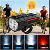 Solar Bicycle Light With Horn 120dB TYPE-C Rechargeable MTB Road Bike Front Lamp Flashlight Bicycle Light