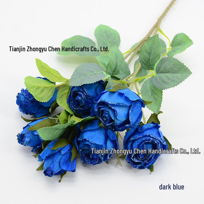 7-Head Snowflake Rose Silk Stem - Soft Decor for Hotel Lobby or Shopping Mall Festive Atmosphere