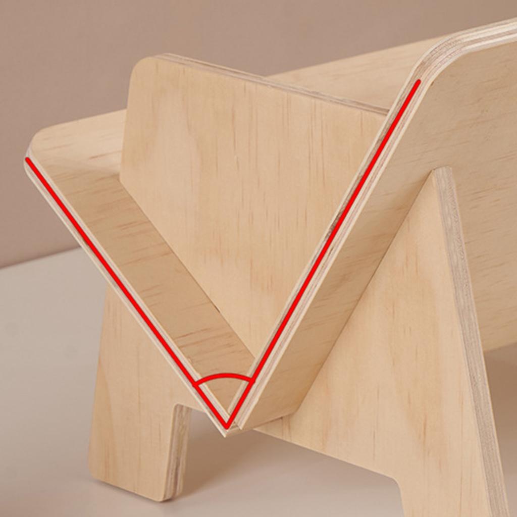 Wood Tilted Bookcase V Shaped Triangular Support Fine Polishing Tabletop Book  for Office Dormi