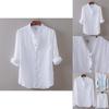 Premium Men's Loose Cotton And Linen Shirts With V-neck For Ultimate Comfort