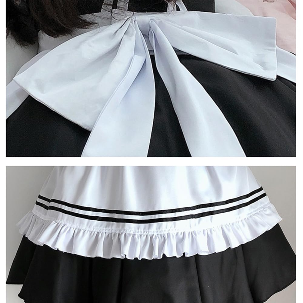 GEAHOL Maid Cafe Maid Classic Short Unisex for Men and Perfect for and Adults Costume, Cosplay, Apron, Length, 10-Piece Set, Women, Cosplay, Events,