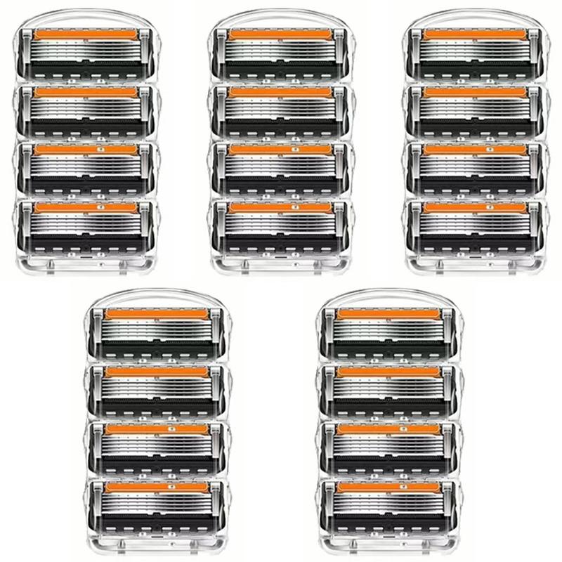 

Бритвенные лезвия для бритвы Fusion 5-слойное лезвие из нержавеющей стали бритвенные кассеты лезвие опасной бритвы сменные головки для мужчин 20pcs чёрный