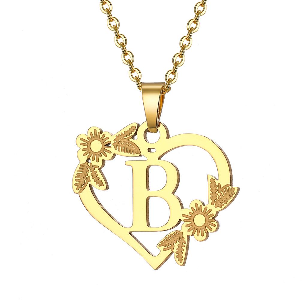 Fashion 26 Letter Stainless Steel Pendant Necklace Women Hollow Gold Color Chain A-Z Alphabet Clavicle Necklaces Jewelry Gift
