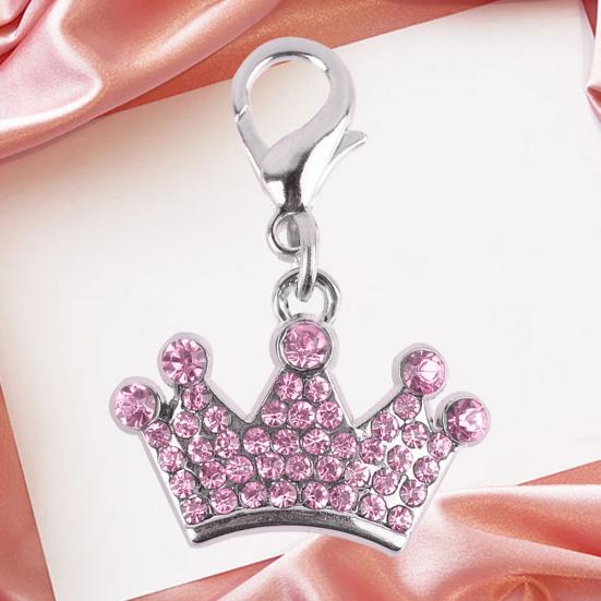 Moda strass coroa pingente chaveiro cão pendurado decoração acessórios para animais de estimação