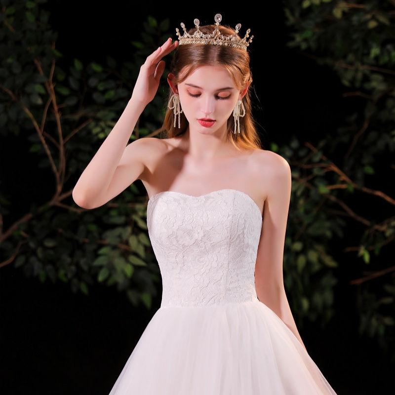 Strapless Lace Wedding Dress - Forest Fairy Princess Style Slim Fit Floor Length Gown, Nature Inspired Bridal Gown