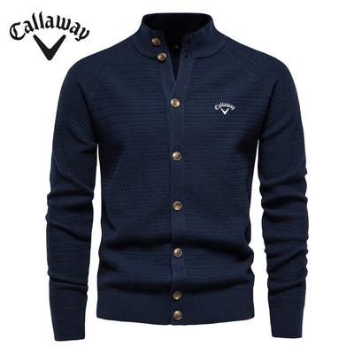 Callaway Embroidered Autumn and Winter New Trend Solid Color Cardigan Women's Sweater Business High-quality Sweater Knitted Sweater