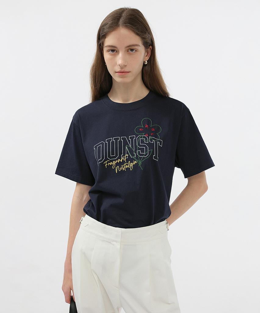 Deonseuteu Unisex Drawing Bloom T-Shirt _Udts5B126_French Navy