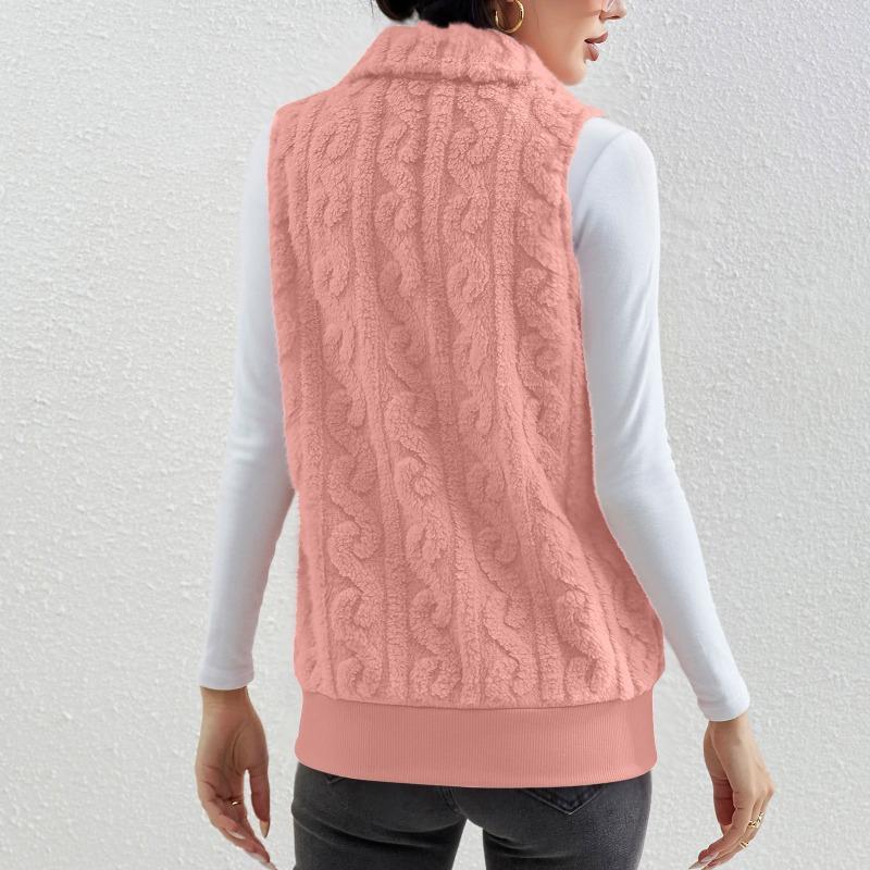 Women S Thick Fleece Sleeveless Vest Jacquard Autumn Winter Casual Top