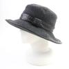 Excellent HERMES hat Leather trim with studs Gray black cashmere Women 57 Used