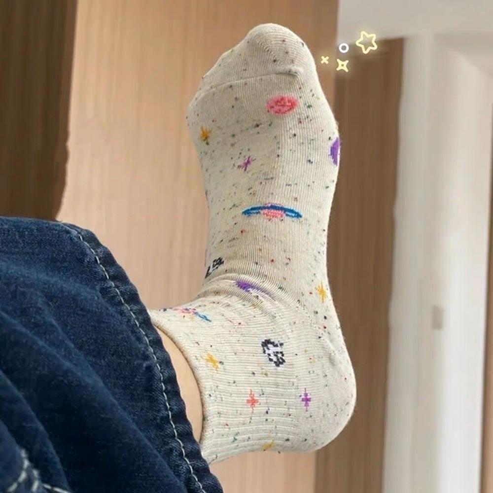 

3 pairs Planet Thermal Fluffy Socks Space Long Sock New Floor Socks Girls