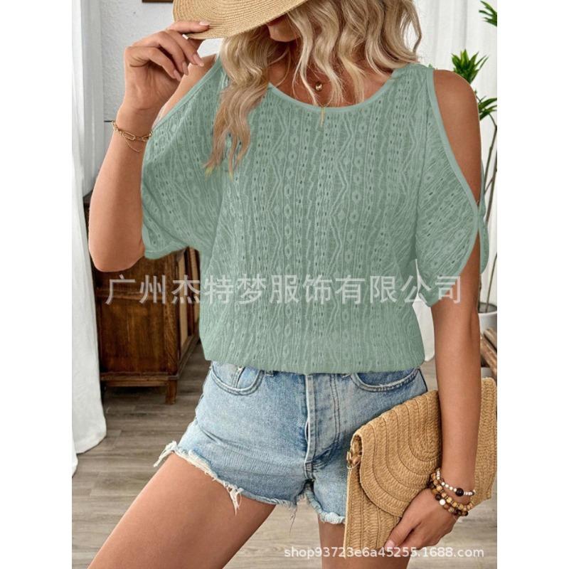 JPNTKY Women's Fashion Casual O-Neck Short Sleeve Blouses & Shirts