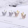Butterfly Compact Fashion Zirconia Sparkling Classic Stud Earrings for Women Dazzling Female Elegant Accessories Timeless Jewelry