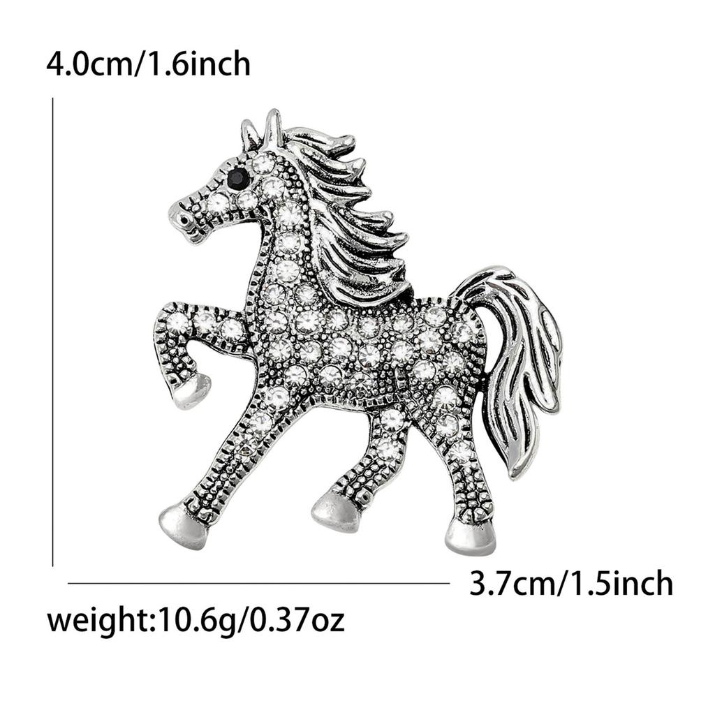 Rhinestone Horse Brooch for Women Animal Lapel Pins Party Accessories New Year Gifts