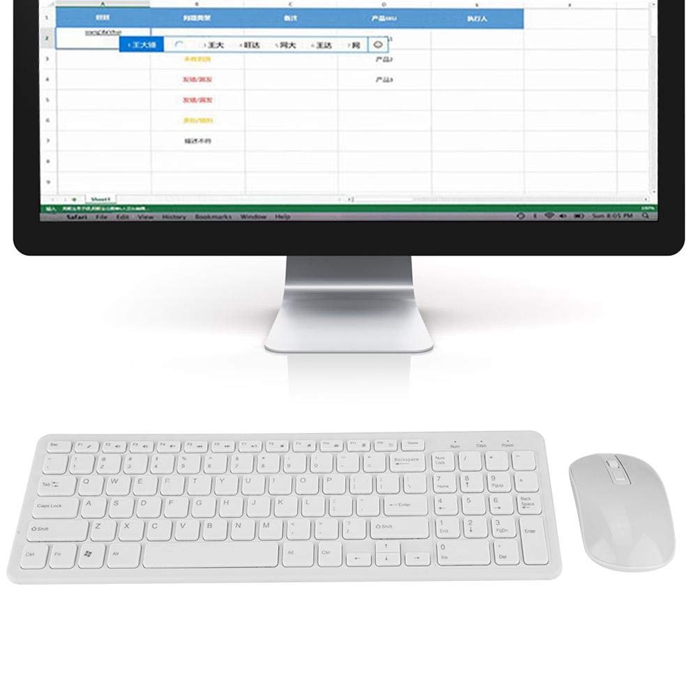Wireless Keyboard and Mouse Multifunction Wireless Keyboard and Mouse Set for Windows and No Available in and White Combo, 2.4G 108-Key