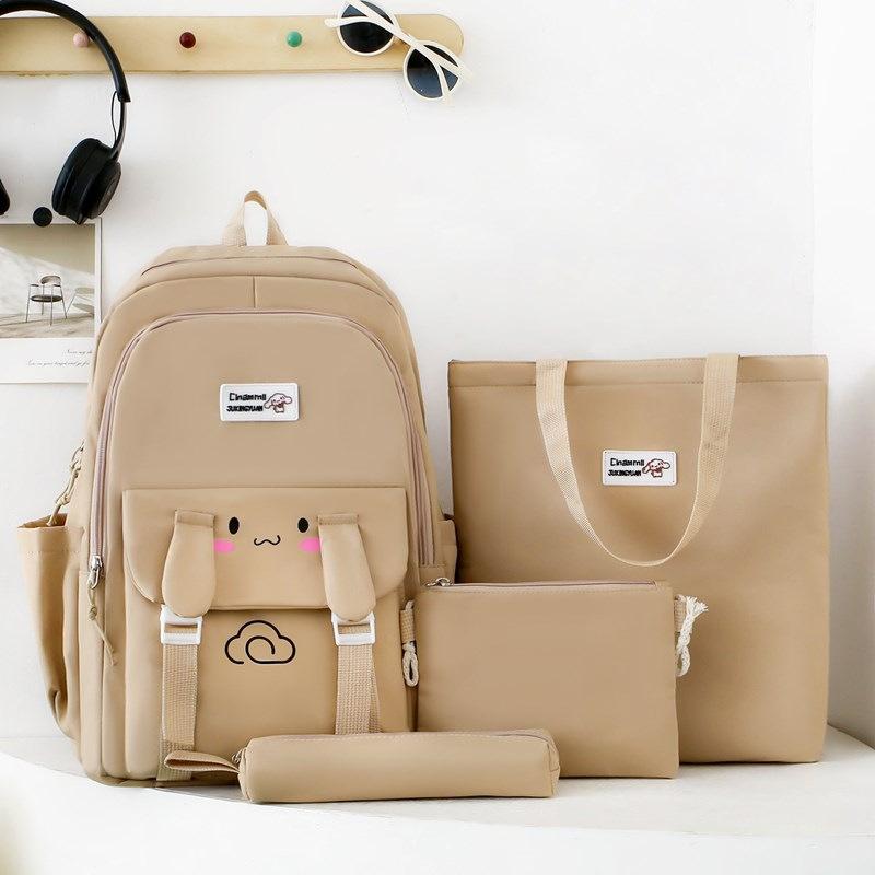 Cute Backpack Female Junior High School Student Backpack Primary School, High School, College Travel Backpack Large Capacity Multi Piece Set Bag