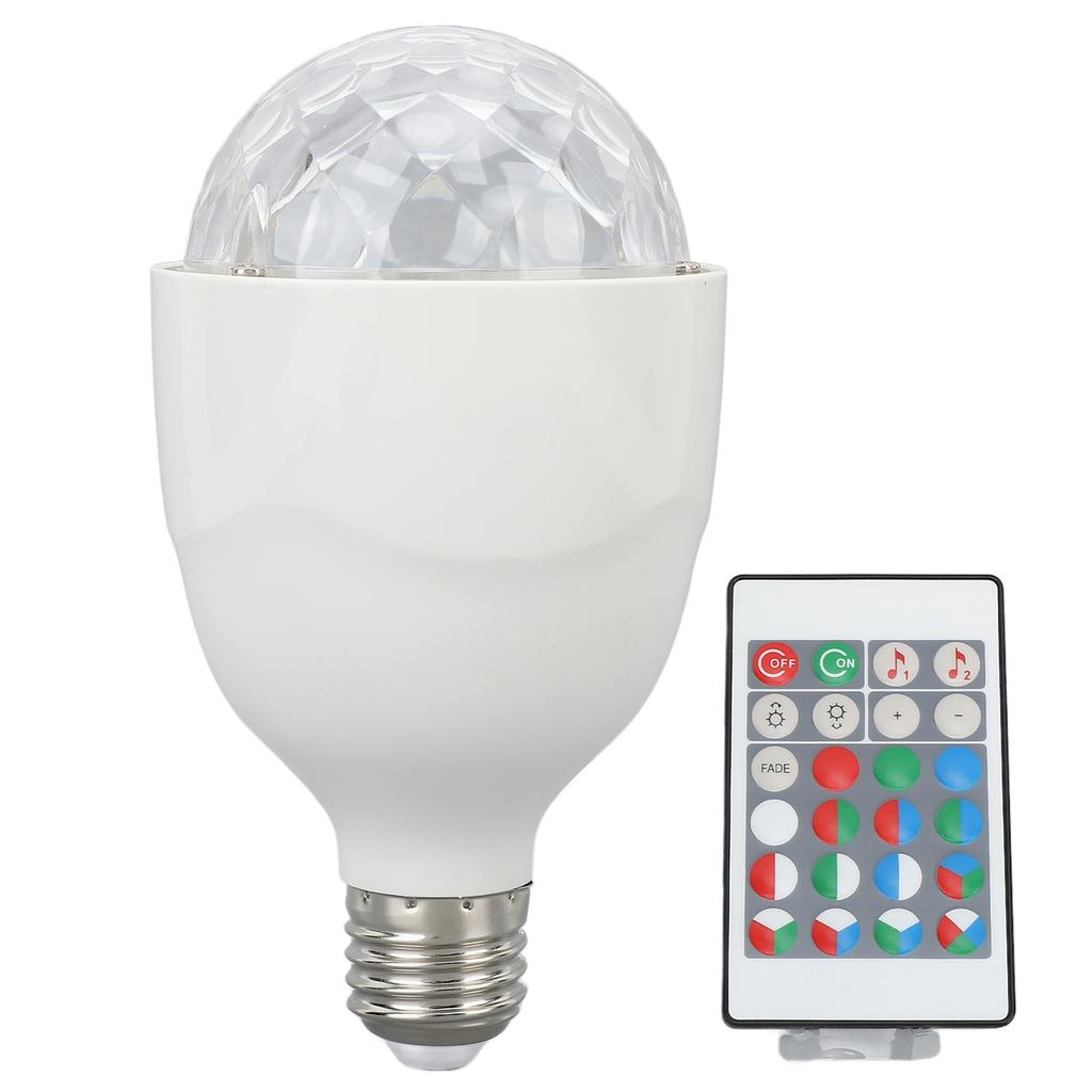 Diskokule Lampepære E27 Lydaktivert Fjernkontroll RGB LED Strobelys Pære for Fest