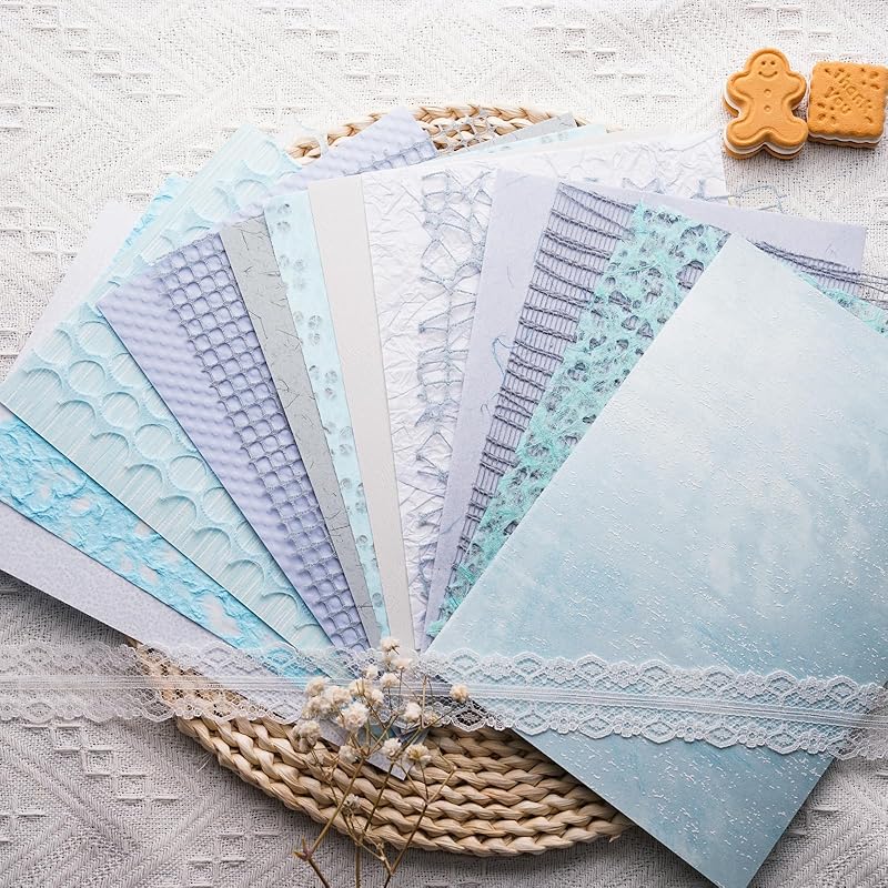 15Pcs Handmade Scrapbook Art Paper Craft Textured Paper Colorful A5 sheet Mesh Special Paper Mix for Scrapbooking Junk Journal Journaling Supplies