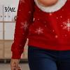 Lightweight Sweatshirt Christmas with Exposed Breast Print, Long Sleeve Crewneck Pullover for Women Shirt Women, Fake Low Cut Boob Pattern Top
